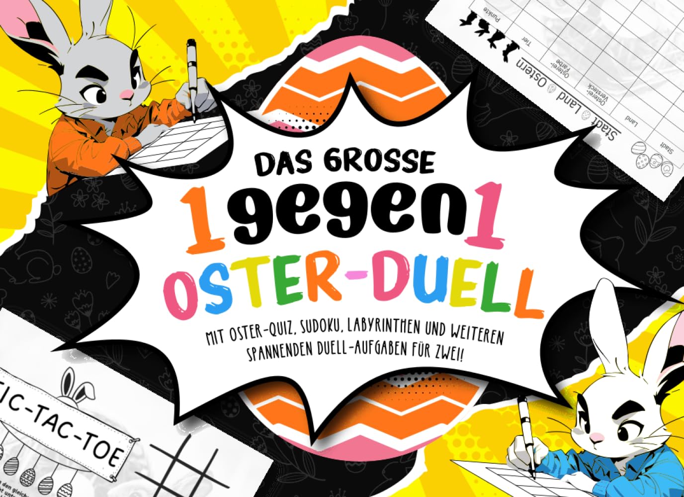 Das große 1gegen1 Oster-Duell: Das perfekte Ostergschenk | Mit Oster-Quiz, Sudoku, Labyrinthen und weiteren spannenden Duell-Aufgaben für Zwei! Spielend durch die Osterzeit!