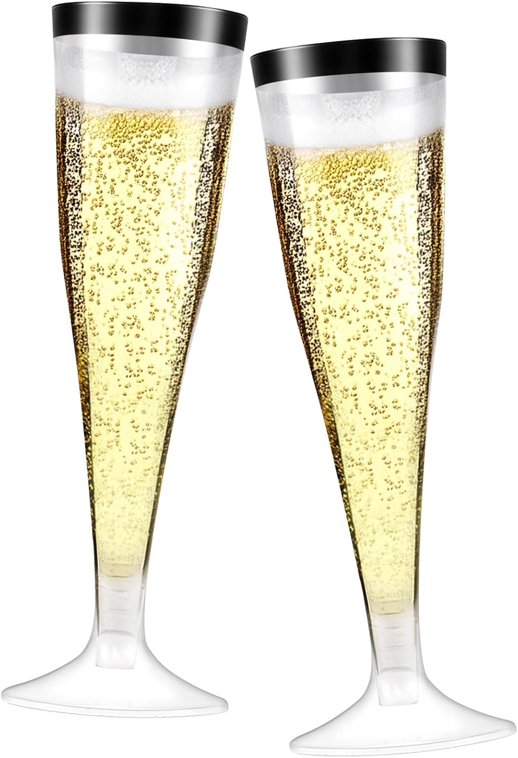100 Pack Plastic Champagne Flutes,4.5 oz Plastic Glasses,Clear Disposable Champagne Flute,Toasting Glasses for Party Wedding Thanksgiving Day Christmas Party Cocktail Cups(Black)
