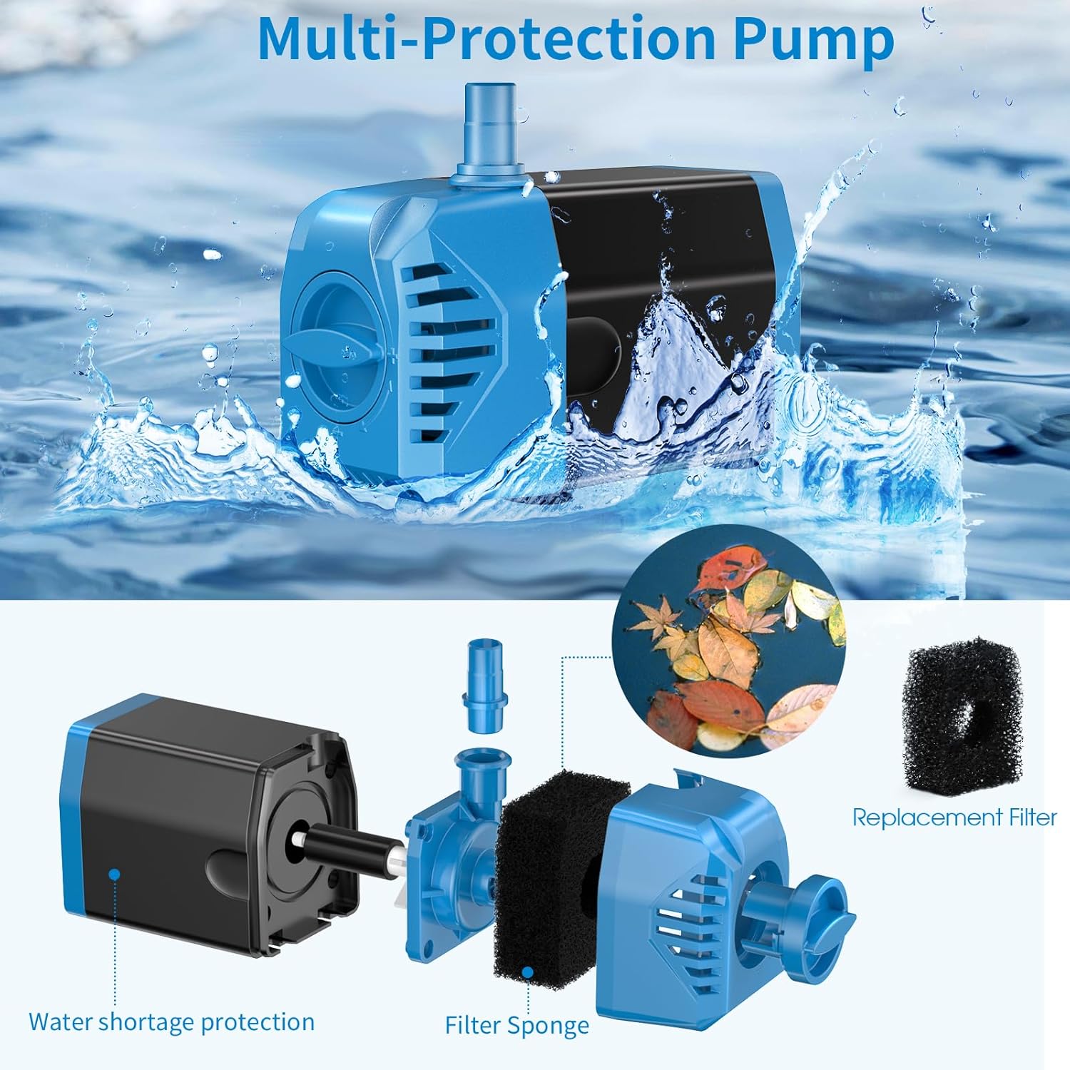 Antfraer Solar Fountain Pump 12W, Solar Water Pump 160GPH Flow Adjustable, Solar Pond Pump with 16.5Ft Cord & PVC Tubing for Pond Small Pond Garden Waterfall Backyard Hydroponics Water Features