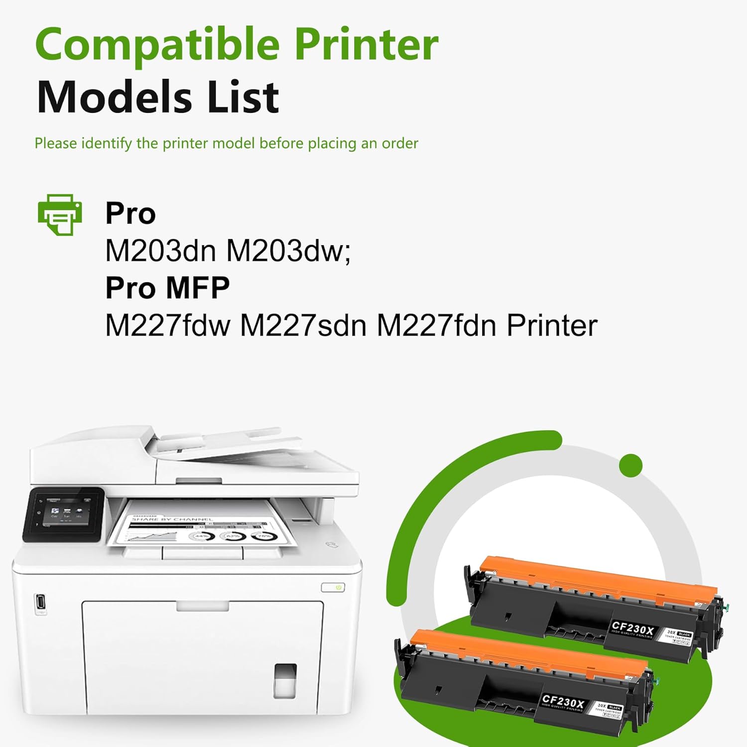 30X Black High-Yield Toner Cartridge 2-Pack Replacement for HP 30X 30A Black Toner Cartridge CF230A CF230X Works with Laser Pro M203dn M203dw Pro MFP M227fdn M227sdn M227fdw Printer