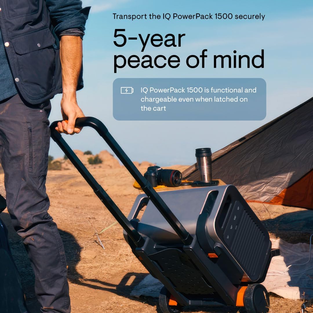 Enphase IQ Cart – Foldable Cart Designed to Securely Transport IQ PowerPack 1500, Sturdy Latches and Wheel Brakes, Extendable Handle, Easy to Carry and Store, 5-Year Limited Warranty