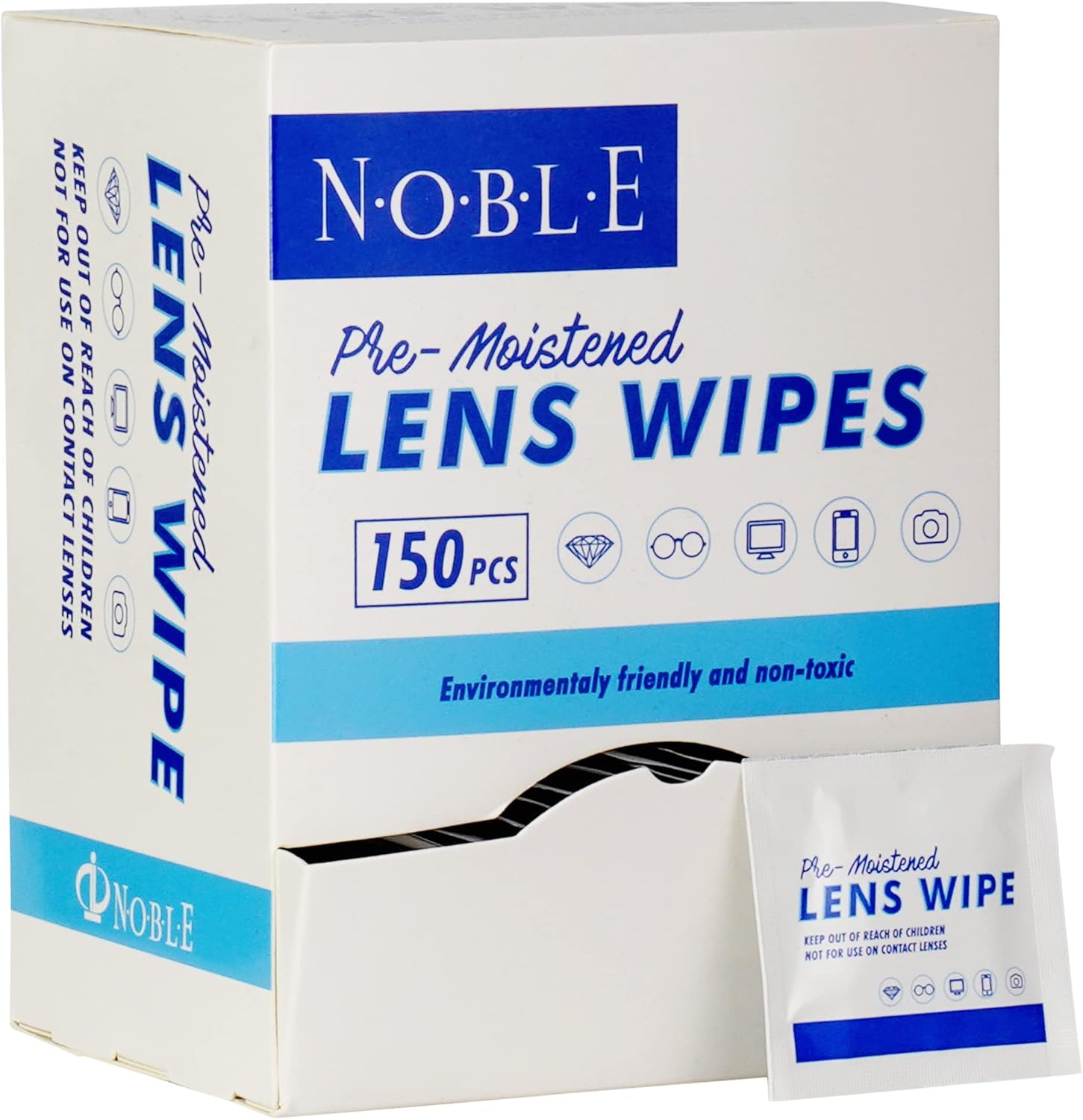 Noble Premoistened Lens Wipes Individually Wrapped Lens