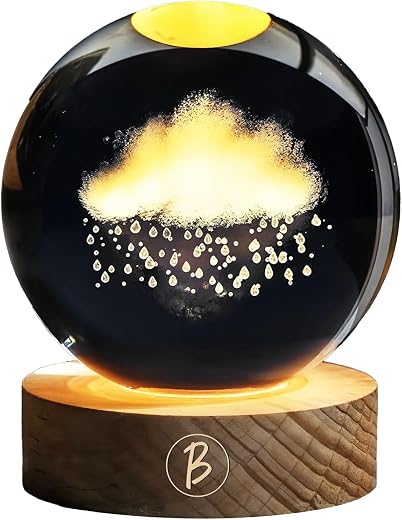 BTfash Sky Ball Night Lamp with Wooden Stand for Gift for Girls, Birthday Gift, Home Decor, and Cloud Lamp (Sky)