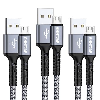 Micro USB Cable 1M 3-Pack, USB to Micro USB Android Charger Cable, Braided Android Charging Cord Compatible with Galaxy S7 S6 S5, Kindle, Xbox, PS4 Controller - Grey