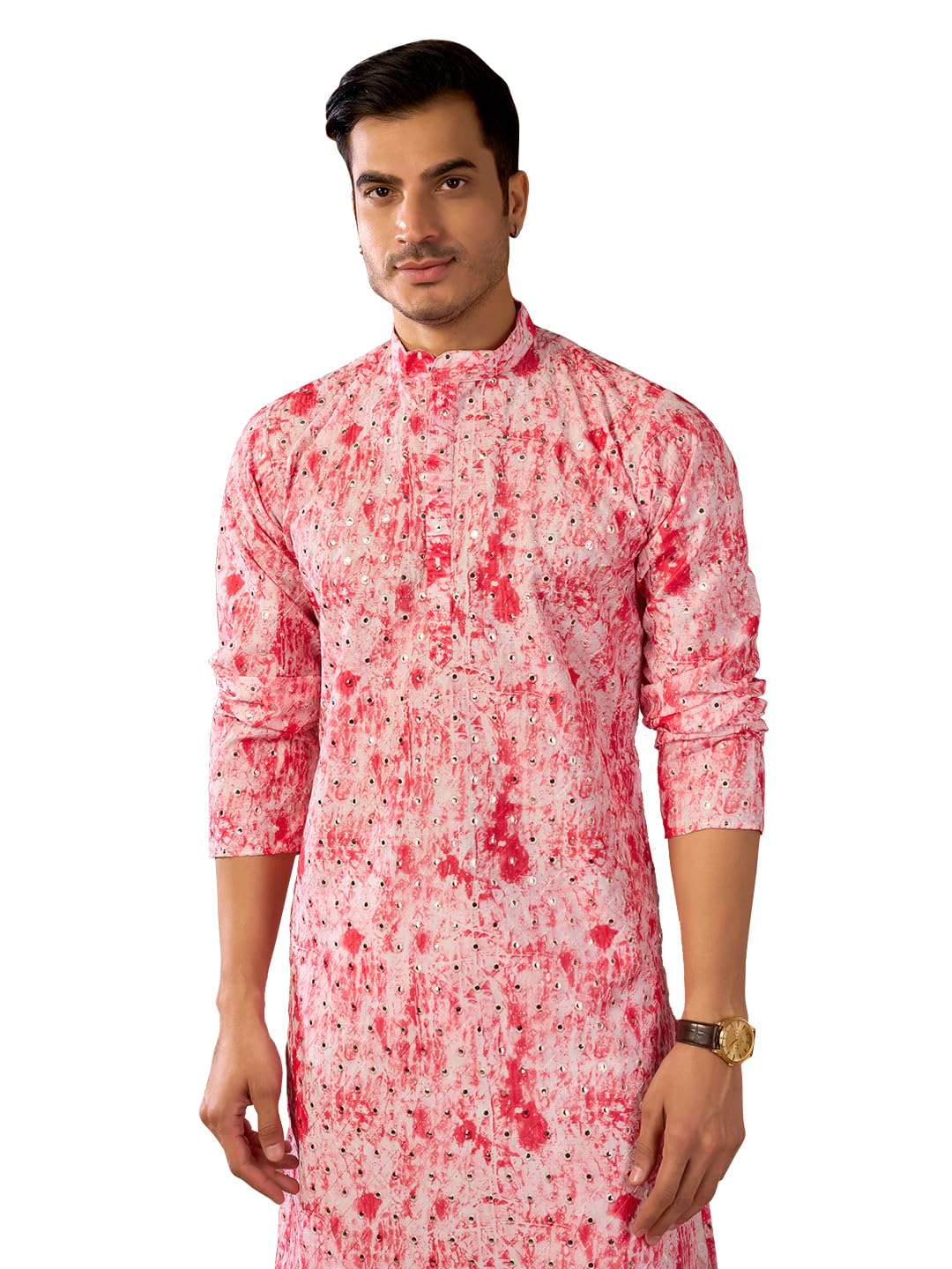 Mirror Detailing Embroidered Neckwork Light Brown Kurta-image-45
