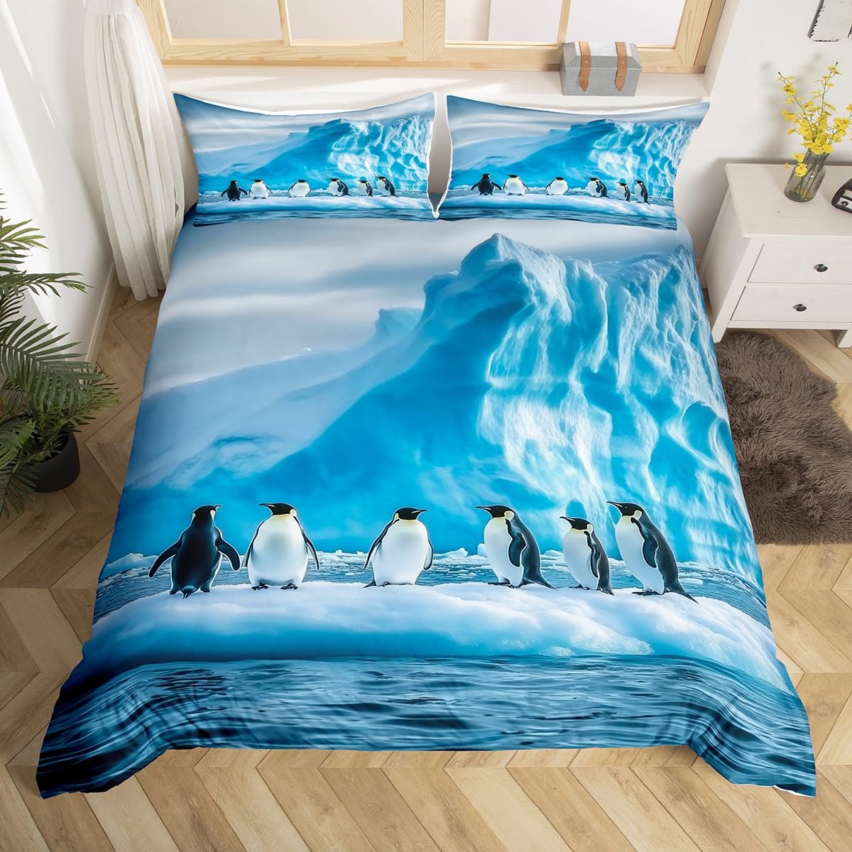 Housse de couette motif pingouin pour une ambiance polaire et cocooning en hiver