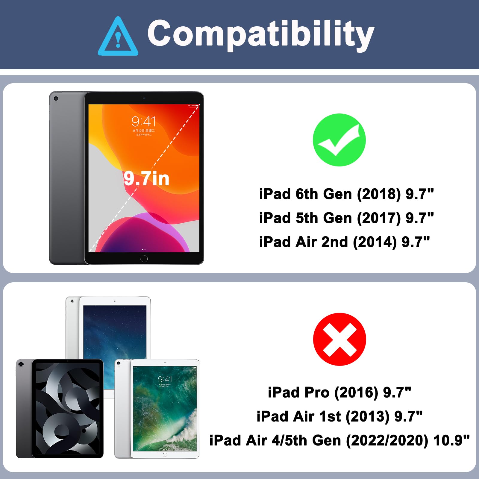 for iPad 6th/5th Generation Case, iPad Air 2 Case 9.7 Inch, [3-in-1] Heavy Duty Shockproof Rugged Protective Cover with Kickstand for A1893 A1954 A1822 A1823 A1566 A1567, Black — Amazon image 2