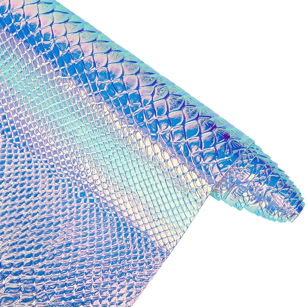 CALFOVERA 135 x 30cm Synthetic Vinyl Fabric Light Purple Embossed Snake Skin PU Leather Sheets Crocodile Textured Holographic Leatherette Faux Leather Rolls for DIY Crafts Making Furniture Cover