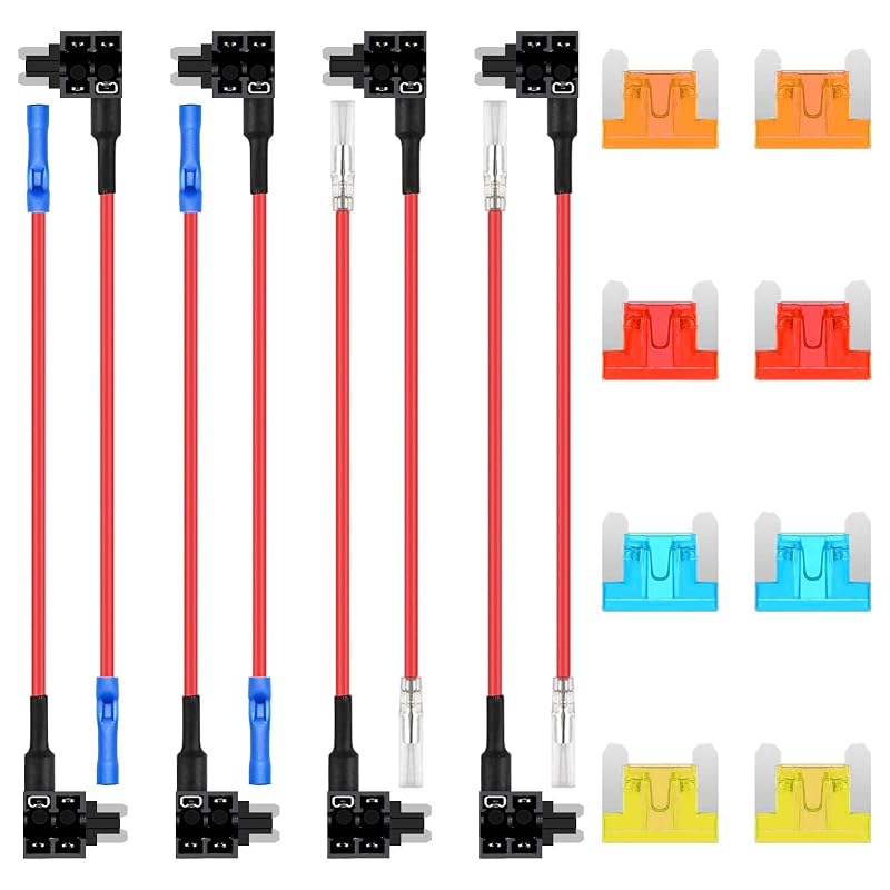 Adaptador porta-fusível Low Profile Mini ALLECIN 12 V/24 V Fuse Tap com fusíveis – Kit com 16 peças
