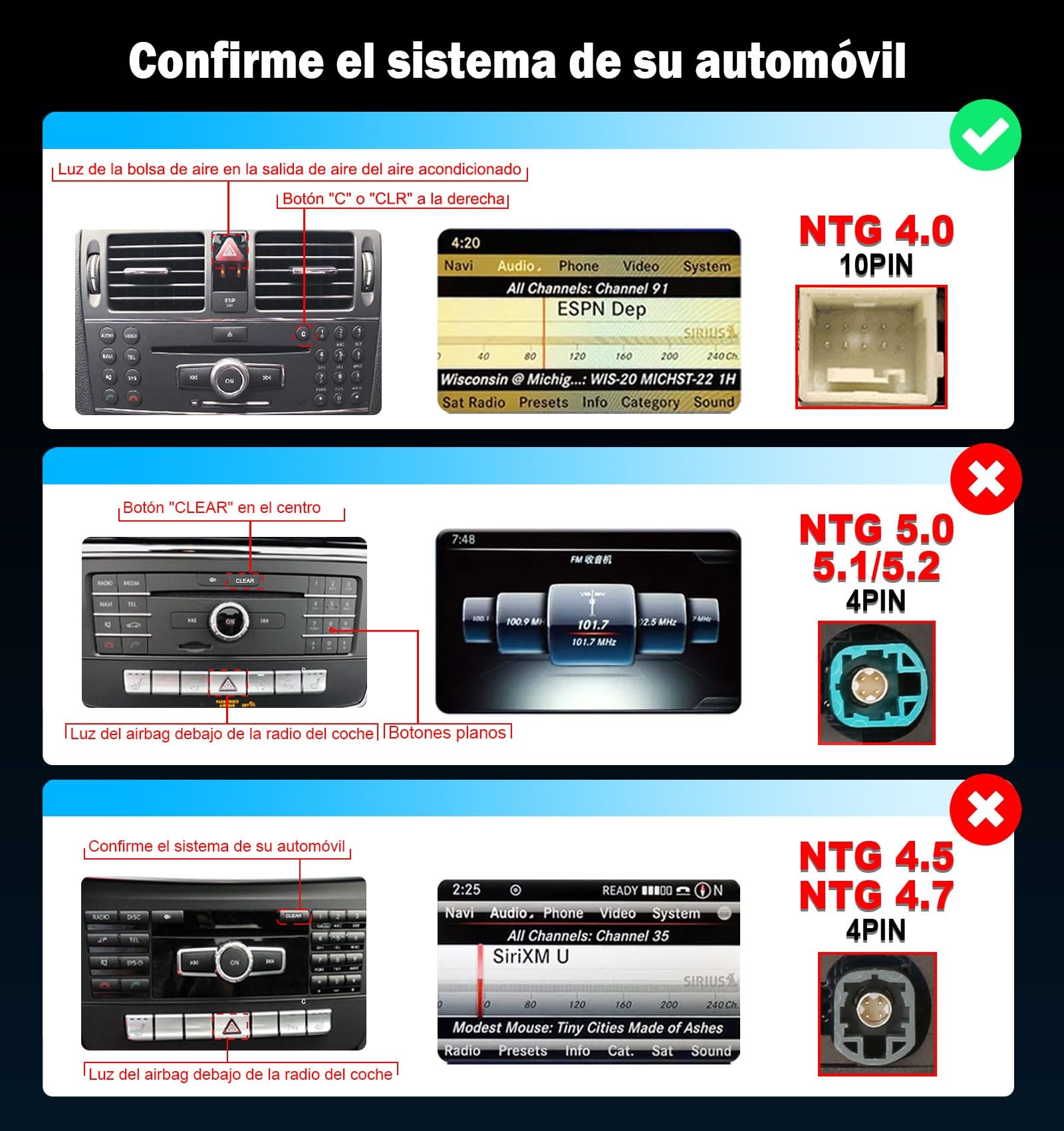 12,3" Pantalla Android 16 Qualcomm 8-Core 8GB+128GB Radio Coche Bluetooth GPS Navegador para Mercedes Benz Clase C W204/S204 NTG 4.0 Sistema IPS Wireless CarPlay Android Auto WiFi 4G DSP 2K CANBUS