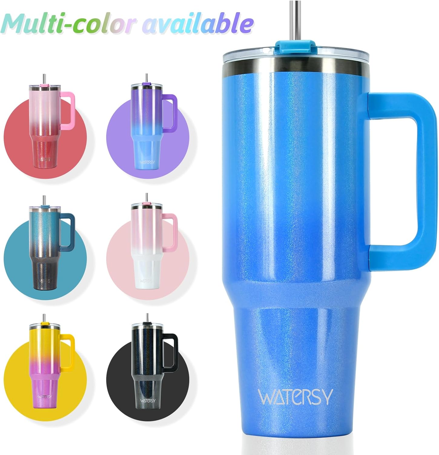 30 oz Shiny Tumbler with Handle and Straw,Stainless Steel Tumbler with Lid and Straw,Insulated Travel Mug(Cold for 34 Hours),Water Bottle for Iced Tea,Coffee (Blue) - Image 6