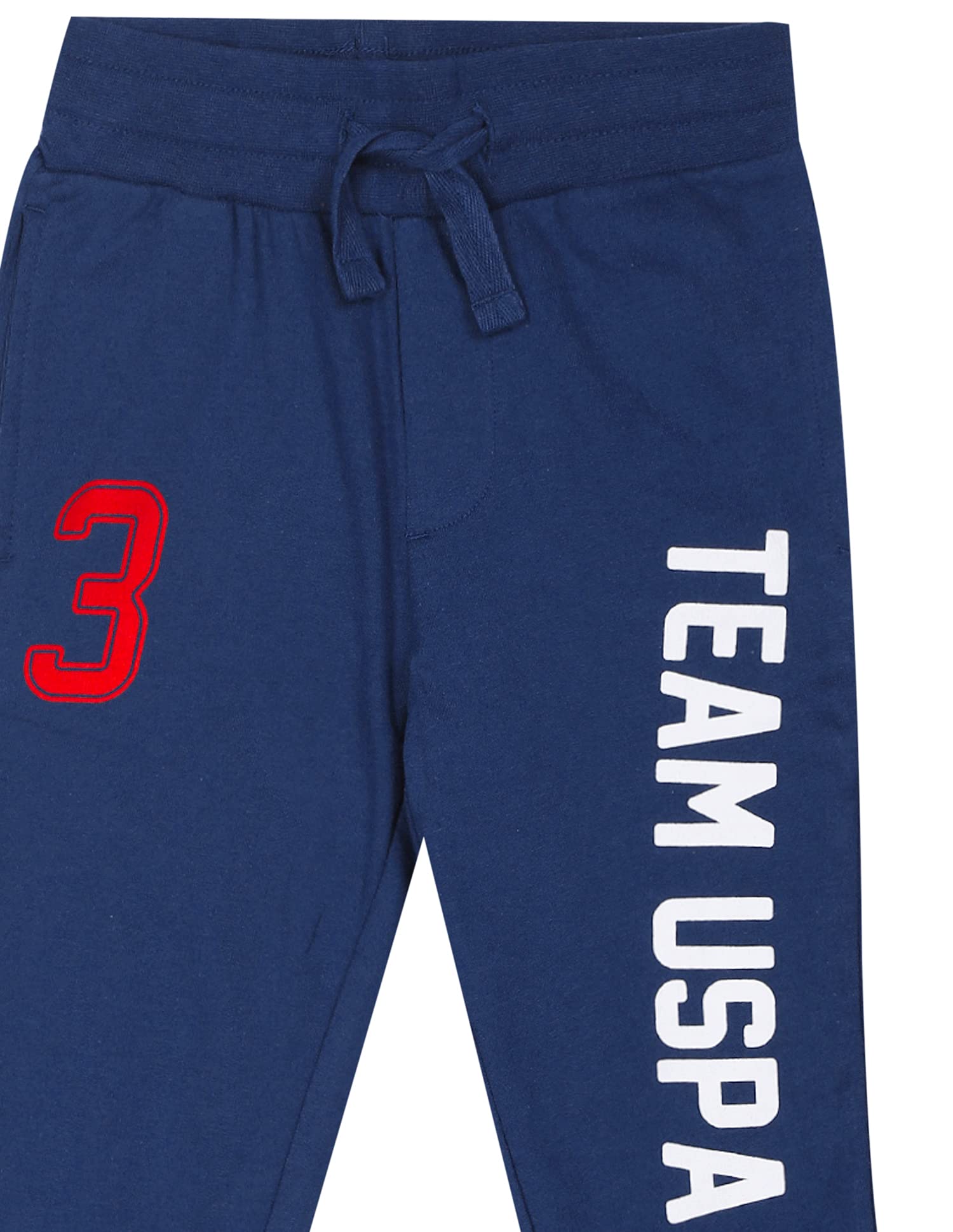US Polo Assn. Knitted Cotton Joggers for Boys - Mid Rise, Regular Fit, Brand Printed Joggers for Kids - 12T, Blue 2