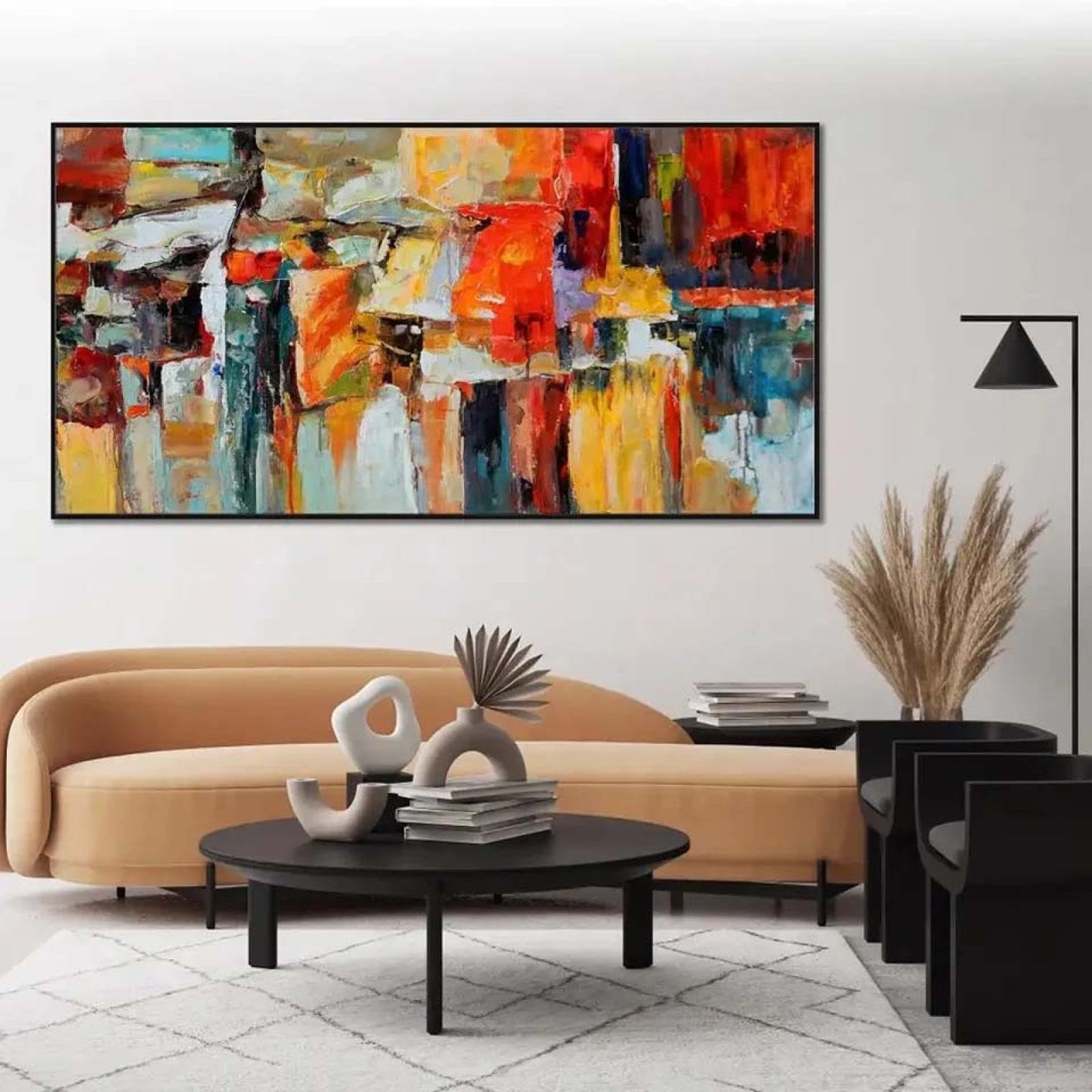 Leinwand Bilder Weinlese Style Bunt Abstrakt 200x100 cm Modern Groß XXL Leinwandbild Wohnzimmer Schlafzimmer Wandbilder Kunstdruck Canvas Desing Wand Bild auf Leinwand Ungerahmt
