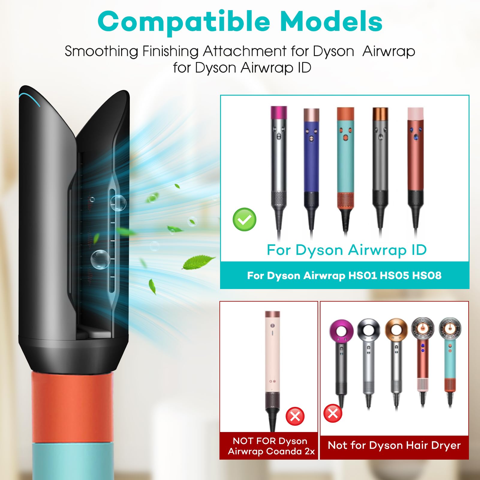 Accessoire lisseur pour Dy-son Airwrap HS01 HS05 HS08, brosse sèche-cheveux pré-coiffage pour cheveux bouclés, accessoires professionnels pour cheveux Salo (noir)