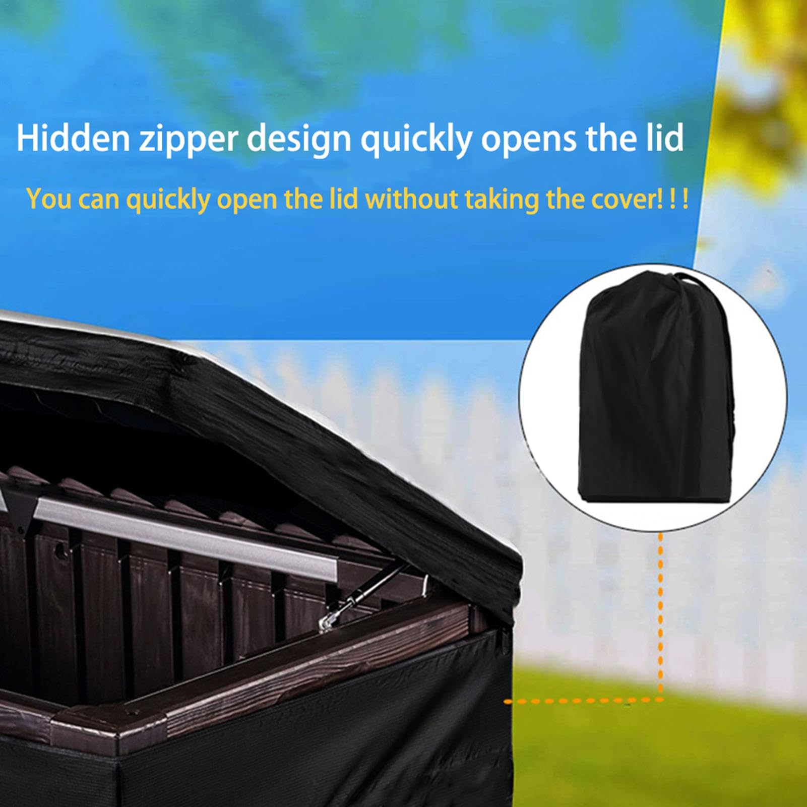 Générique Housse Coffre Jardin, Housse Jardin Étanche en Oxford 210D Housse De Coffre avec Fermeture Éclair Housse De Protection Extérieure Imperméable Résistante À La Pluie Et Aux UV