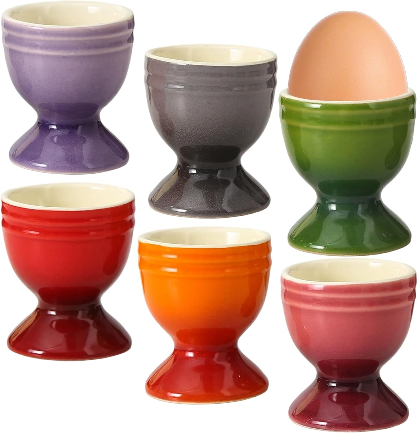 6 PCS Ceramic Egg Cups Non Slip Egg Holder for Soft Boiled Eggs Breakfast Brunch Easter Table Setting Kitchen