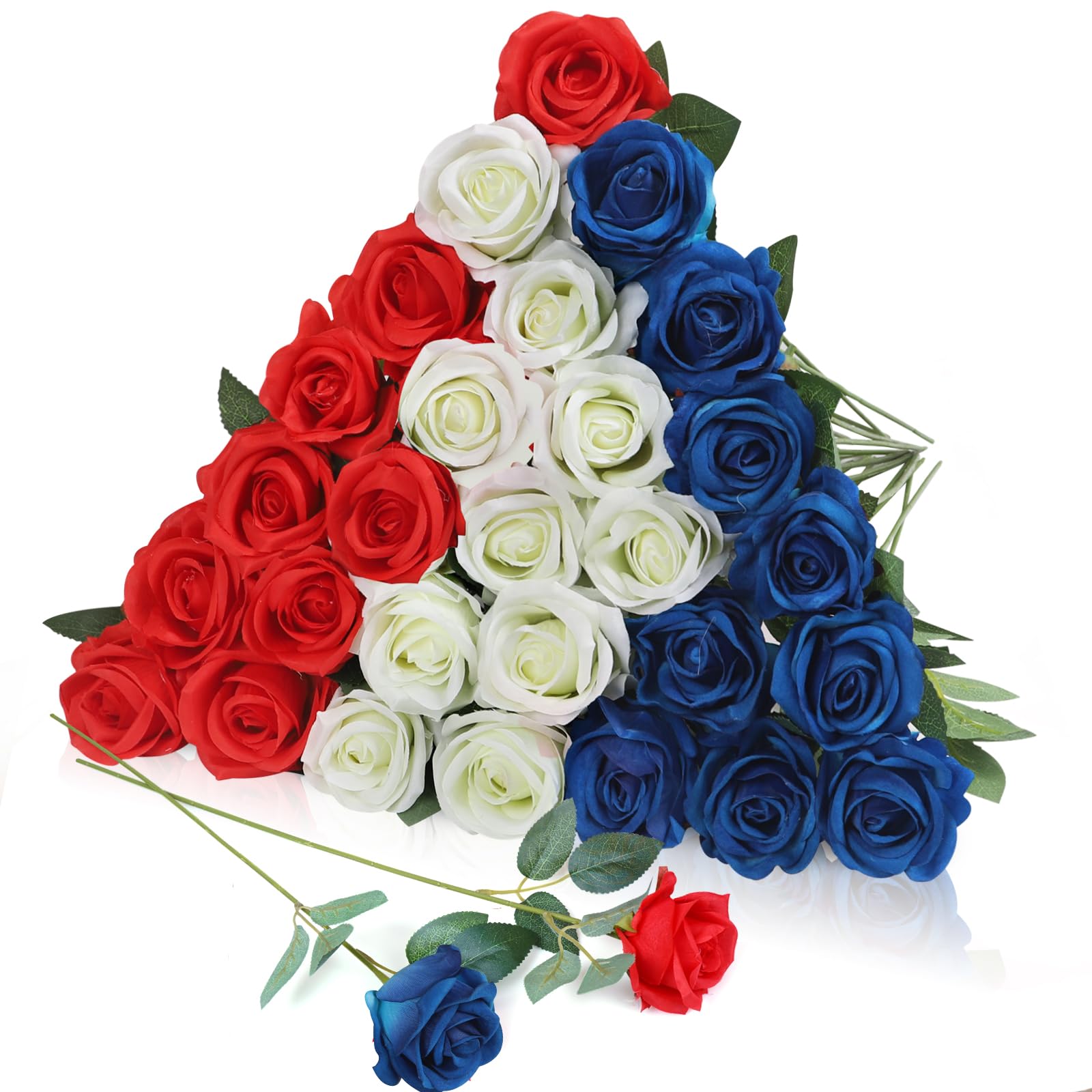 LPREUTWN 30 Pcs Artificial Silk Roses Long Stems Bouquet
