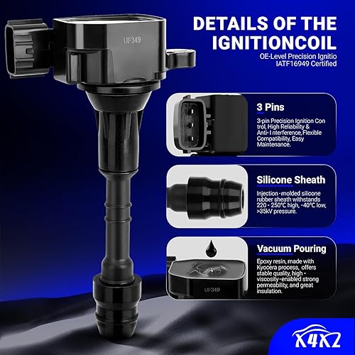 Vista 118 de Paquetes de bobina de encendido UF549 y bujía de iridio doble 9029, para Nissan Altima Versa Sentra Rogue Cube NV200 Pathfinder Infiniti FX50 M56