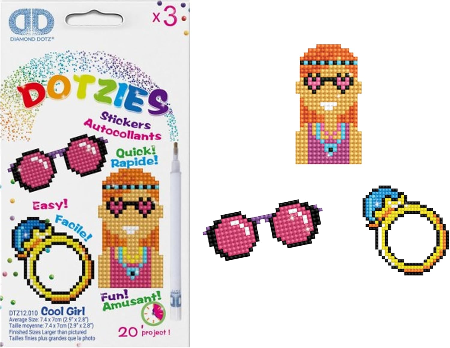 DIAMOND DOTZ Dotzies Cool Girl Diamond Painting Kits for Kids - Diamond Art Kits a Relaxing Creative Craft Kit with Dotz Gems