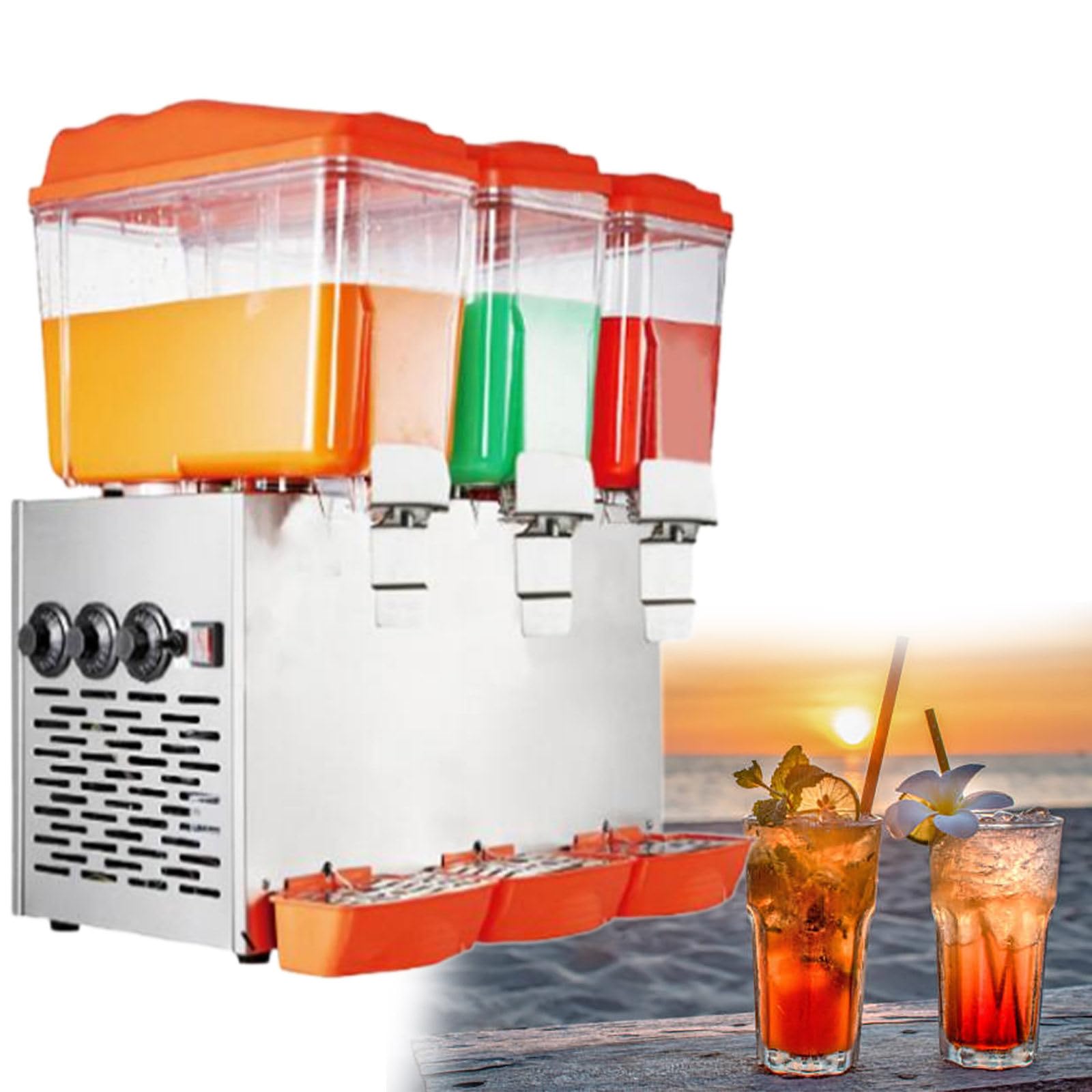 Distributore di Bevande, Distributore di Bevande Commerciale per Feste, Distributore di Succhi con Rubinetto, Raffreddamento e Riscaldamento 2 in 1, per Catering, Buffet, Ristoranti,3×16L