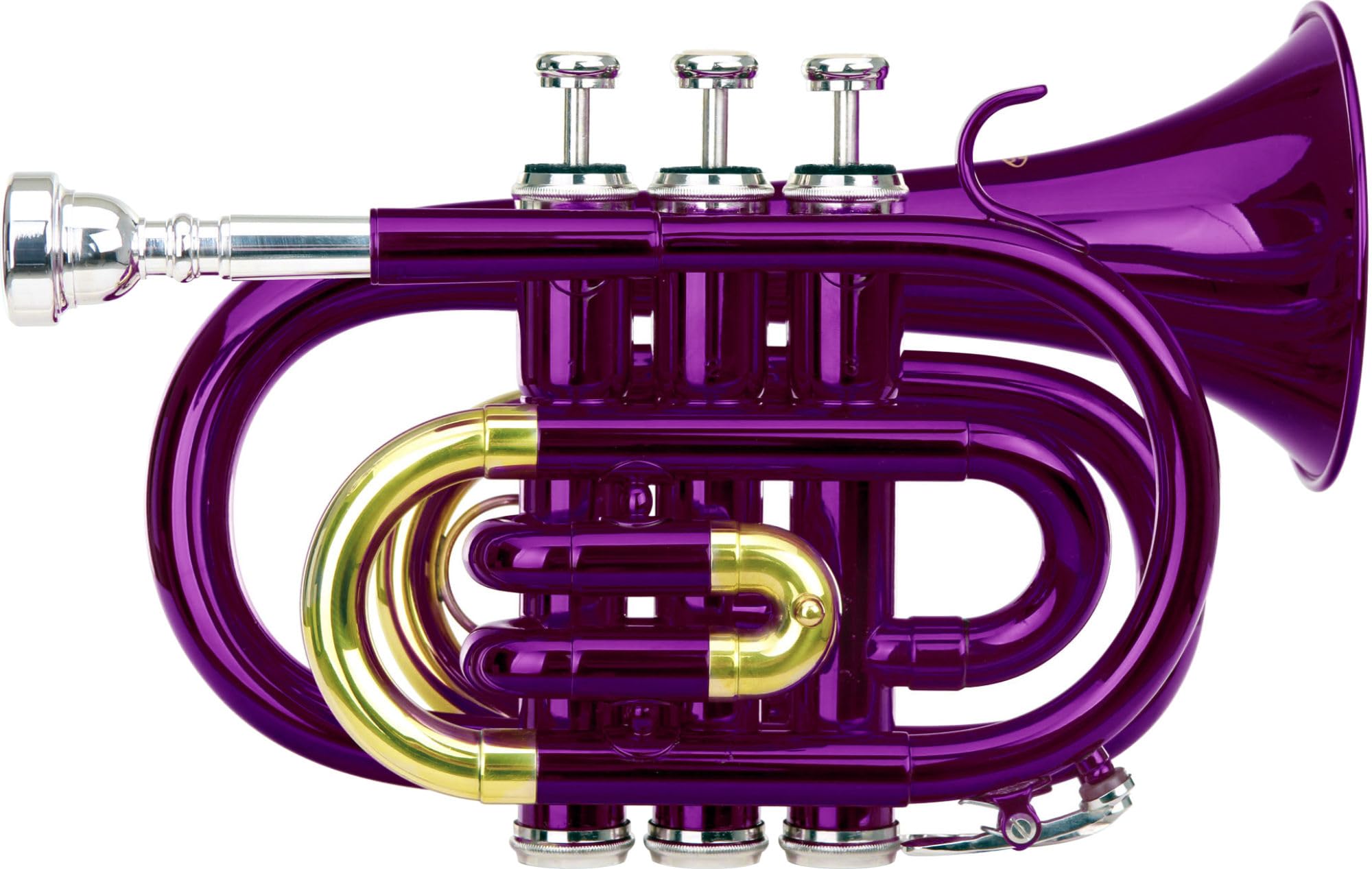 Classic Cantabile Brass TT-400 Trompette de Poche Sib (laiton, pavillon diamètre : 93 mm, perce : 11,8 mm, accord : Sib, incl. étui léger, embouchure, chiffon de nettoyage, gants) violet