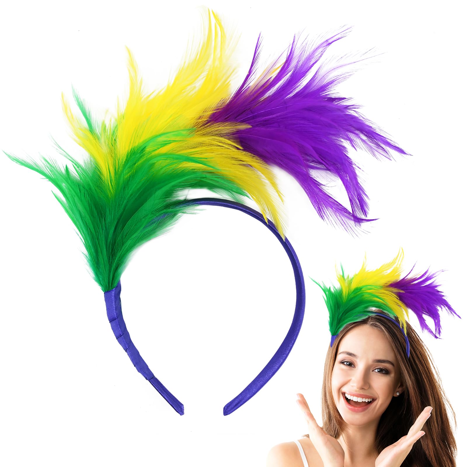 3714 Feather Fascinator Headbands 1920\'s Women\'s 20s 50s Hat Tea Mardi Gras Lystaii Women main image 3