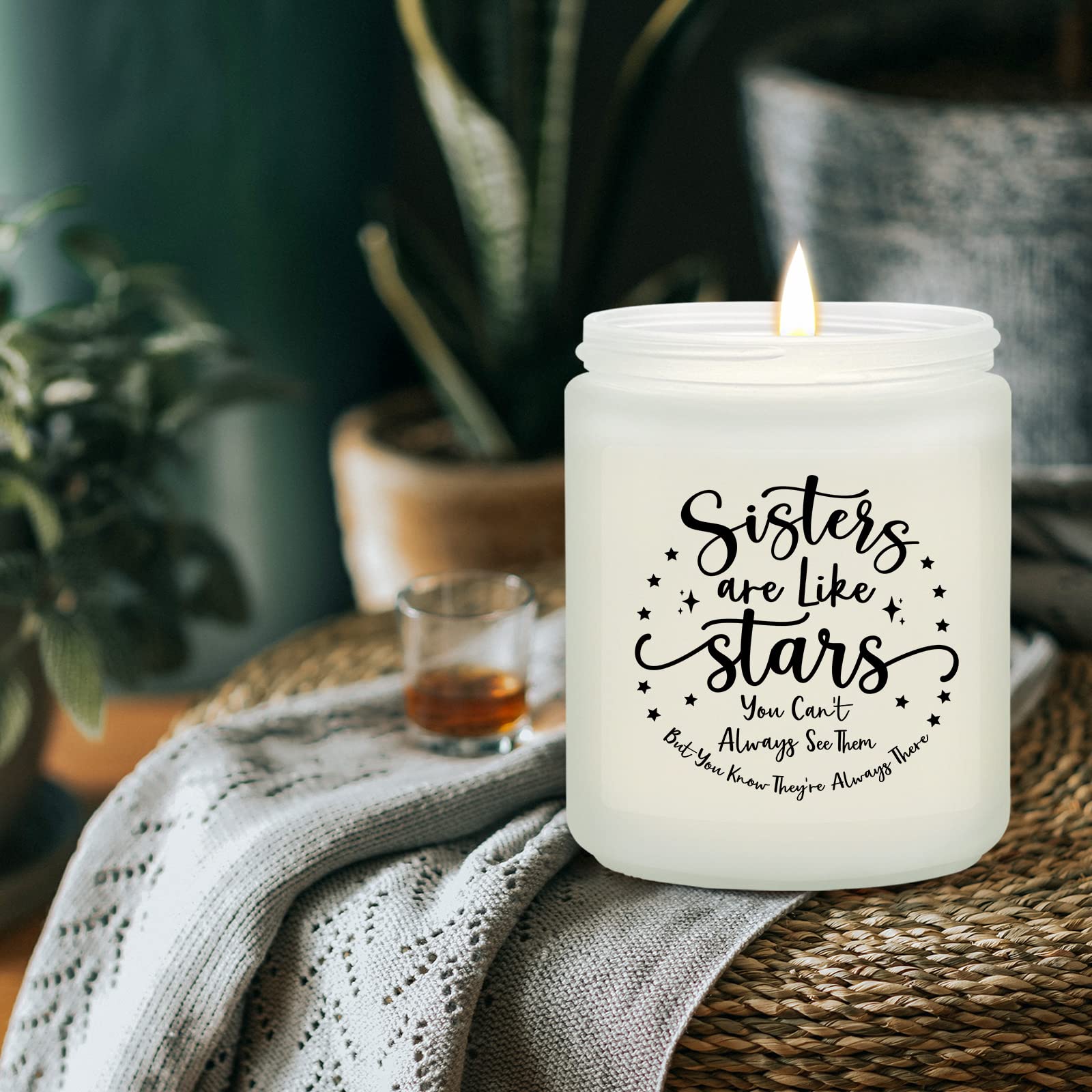 Maybeone Sisters are Like Stars Prezenty – prezenty dla sióstr od siostry – świeca zapachowa lawendowa prezenty dla siostry – Boże Narodzenie, Dzień Matki, prezenty urodzinowe dla siostry od brata