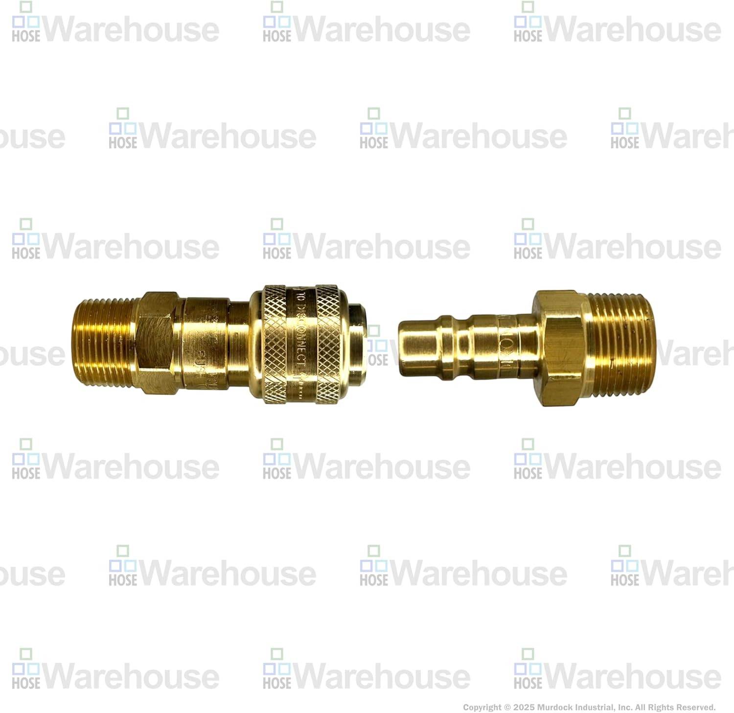 Genuine Dixon 1/2" NPTF Thread DF-Series Coupler and Plug Kit - (1ct.) 4DM4-B Pneumatic Automatic Male Coupler, (1ct.) D4M4-B Pneumatic Male Plug | Brass (1/2" x 1/2" MNPTF)
