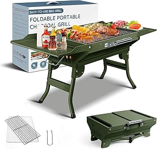 Portable Charcoal Grill Foldable Grills BBQ Grill Charcoal Small Grill for Travel, Camping, Outdoor Cooking, Backyard, Hik...