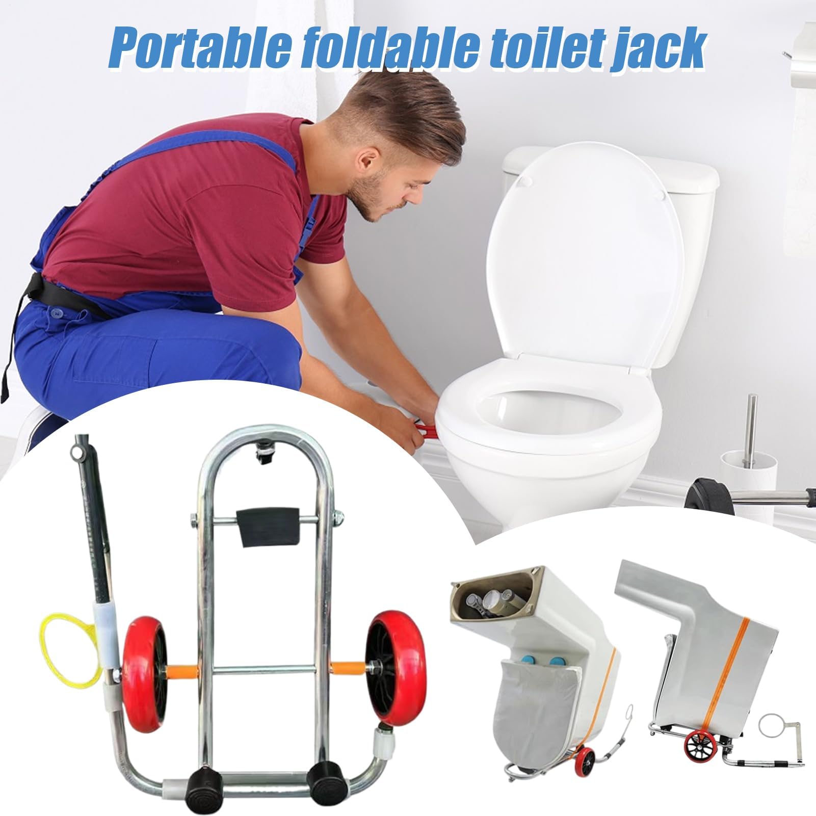 Herramienta de elevación de inodoro resistente de 46 cm - Carro de instalación plegable para reparación de baño | le Supply para fontaneros y proyectos de baño de bricolaje