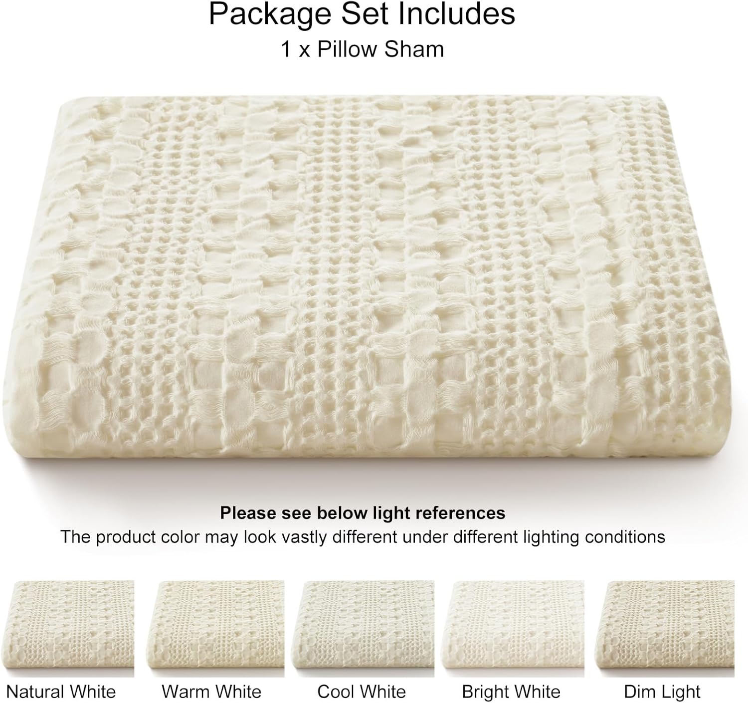 PHF Waffle Weave Body Pillowcase with Zipper, 1 Pack 100% Cotton 20" x 54" Pillow Sham, No Insert, Soft & Breathable Pillow Case, Aesthetic Woven Body Pillow Cover for Bedroom Decor, Cannoli Cream - Image 5