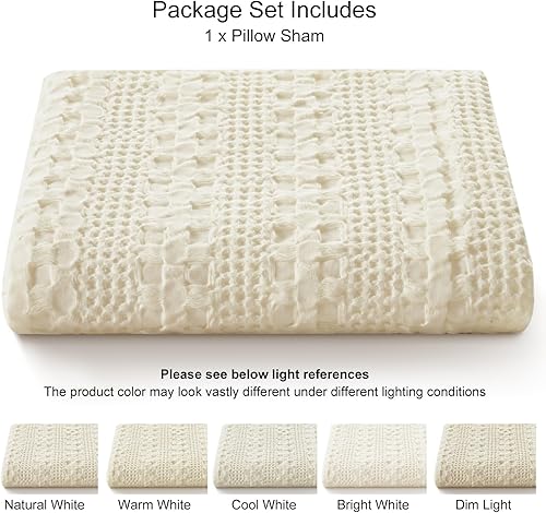 Miniatura 5 de PHF - Funda de almohada decorativa de 100% algodón con cremallera, tejido de punto gofre, suave, transpirable y no irrita la piel, sin relleno, 1