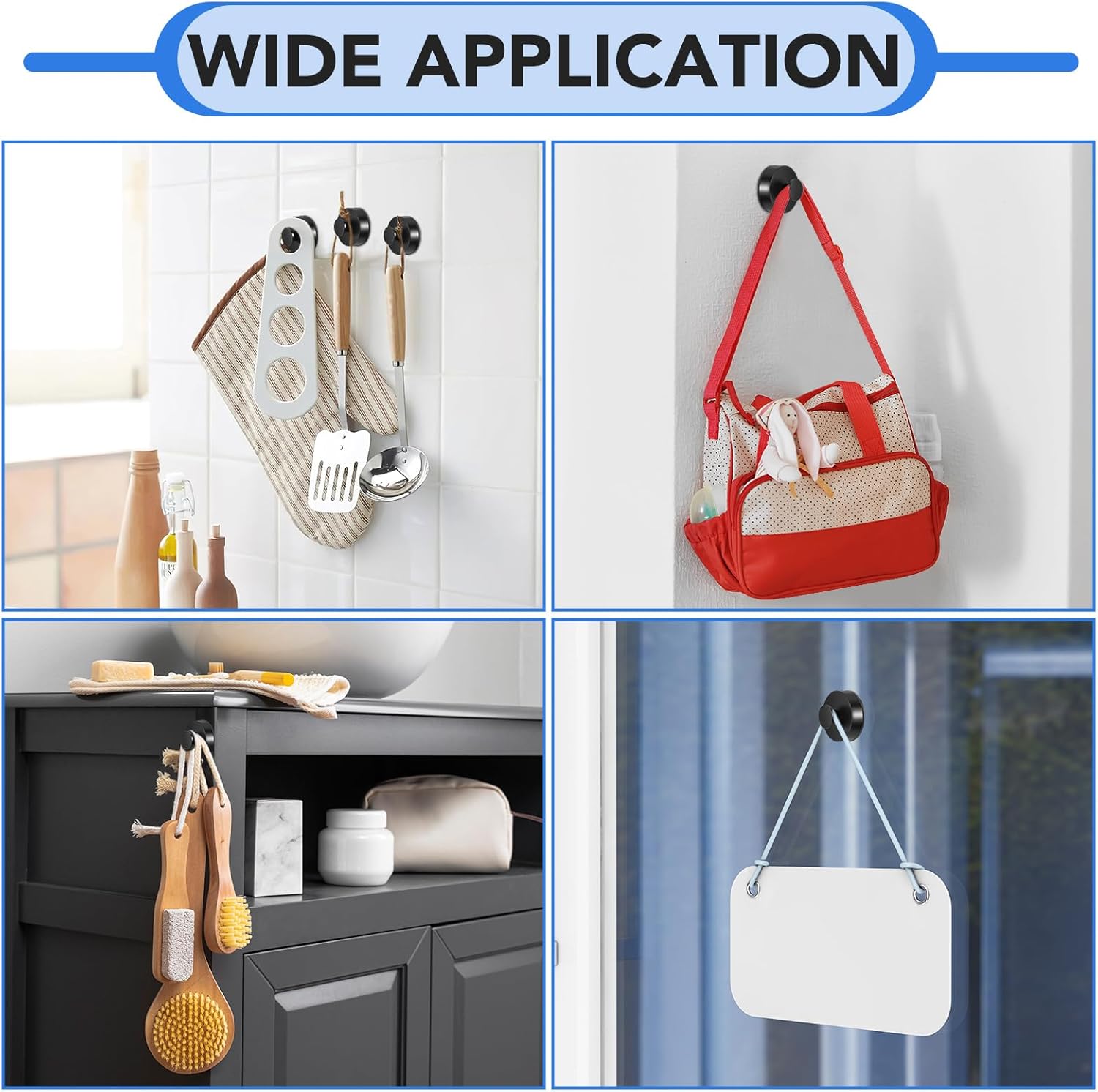 2 Pack Suction Cup Hooks for Shower, Towel Hooks for Shower, Bathroom, Kitchen, Tile, Glass Door, Mirror, Loofah