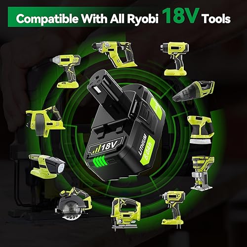 Miniatura 4 de Paquete de 2 baterías de litio de 8.0Ah para Ryobi 18 V compatibles con batería Ryobi ONE+ de 18 V PBP005 P102 P103 P104 P105 P107 P108 P109 P122