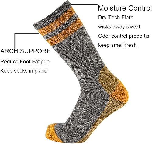 Miniatura 2 de Cerebro Calcetines de lana merino para hombre, calcetines acolchados a media pantorrilla que absorben la humedad, calcetines de senderismo para