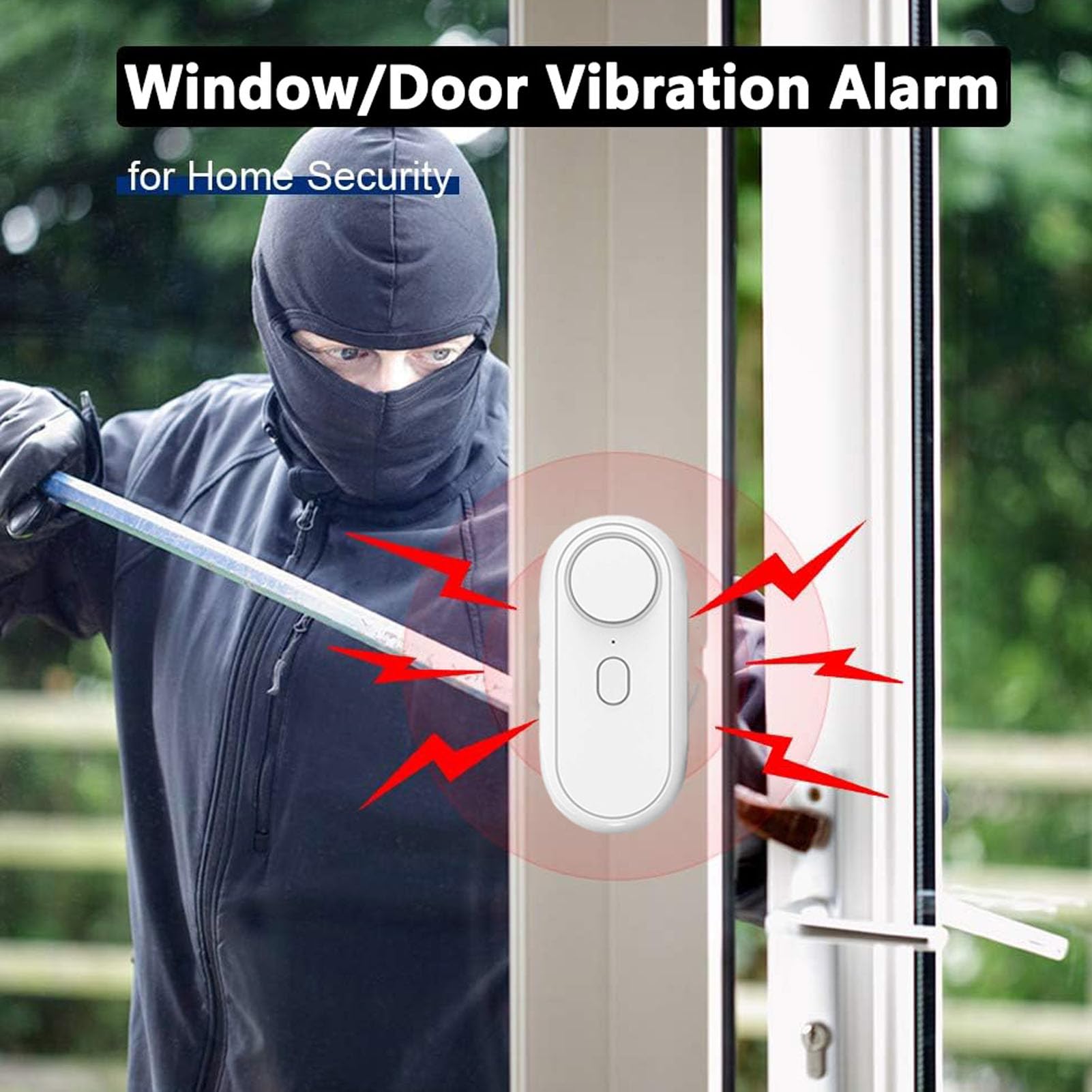 Jectse Fenster-Tür-Alarm, 120 DB Glasbruchsensor, Vibrationsalarm mit Einstellbarer Empfindlichkeit von 1–5 Stufen, für die Diebstahlsicherung von Autos und Häusern