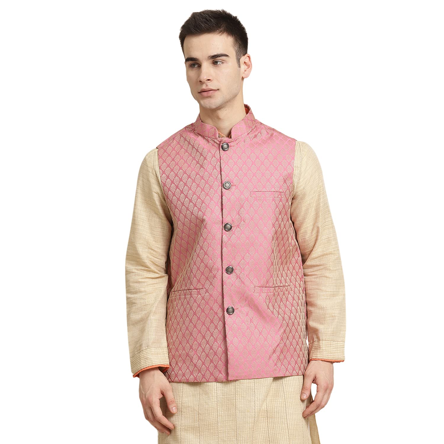 sojanya (Since 1958, Men's Jacquard Silk Self Design ONLY Nehrujacket-picture-14