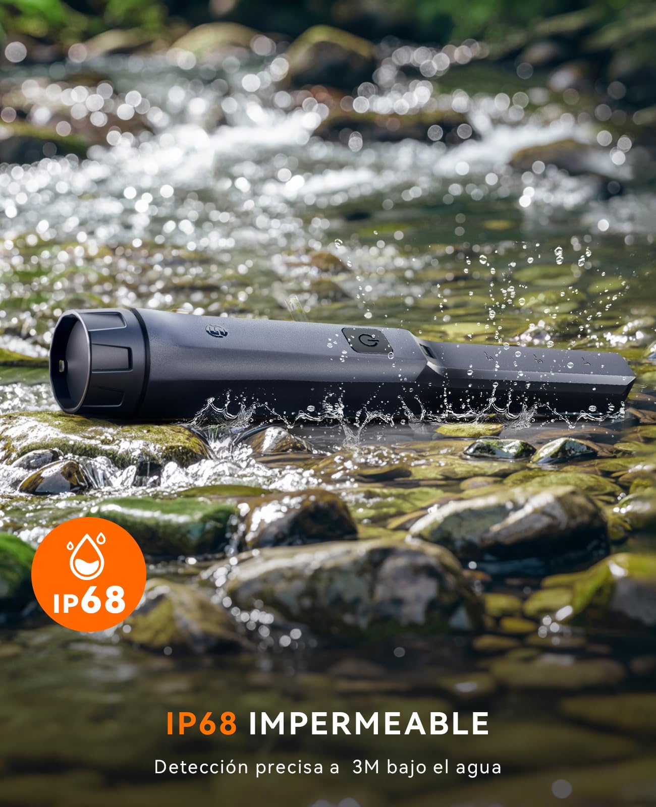 SUNPOW Detector de Metales Pinpointer Recargable-Batería de 800 mAh para 15 Horas de Uso-Varita Portátil Totalmente Impermeable con Clasificación IP68-Detección de Alta Sensibilidad en 360°