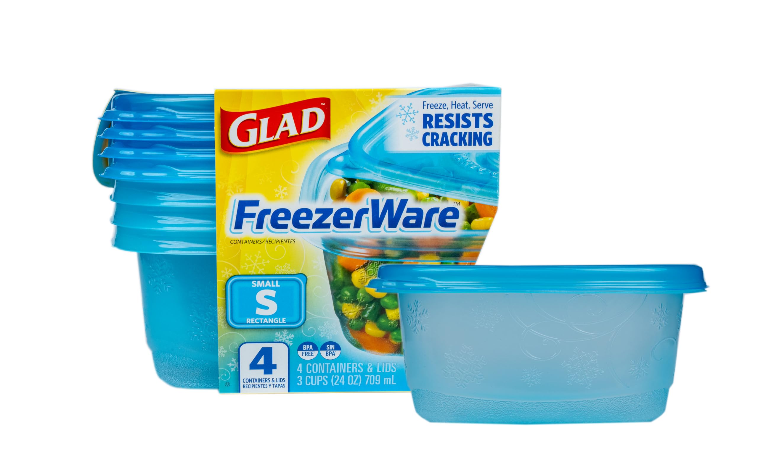 GladWare FreezerWare Food Storage Containers, 24 Oz, 4 Count