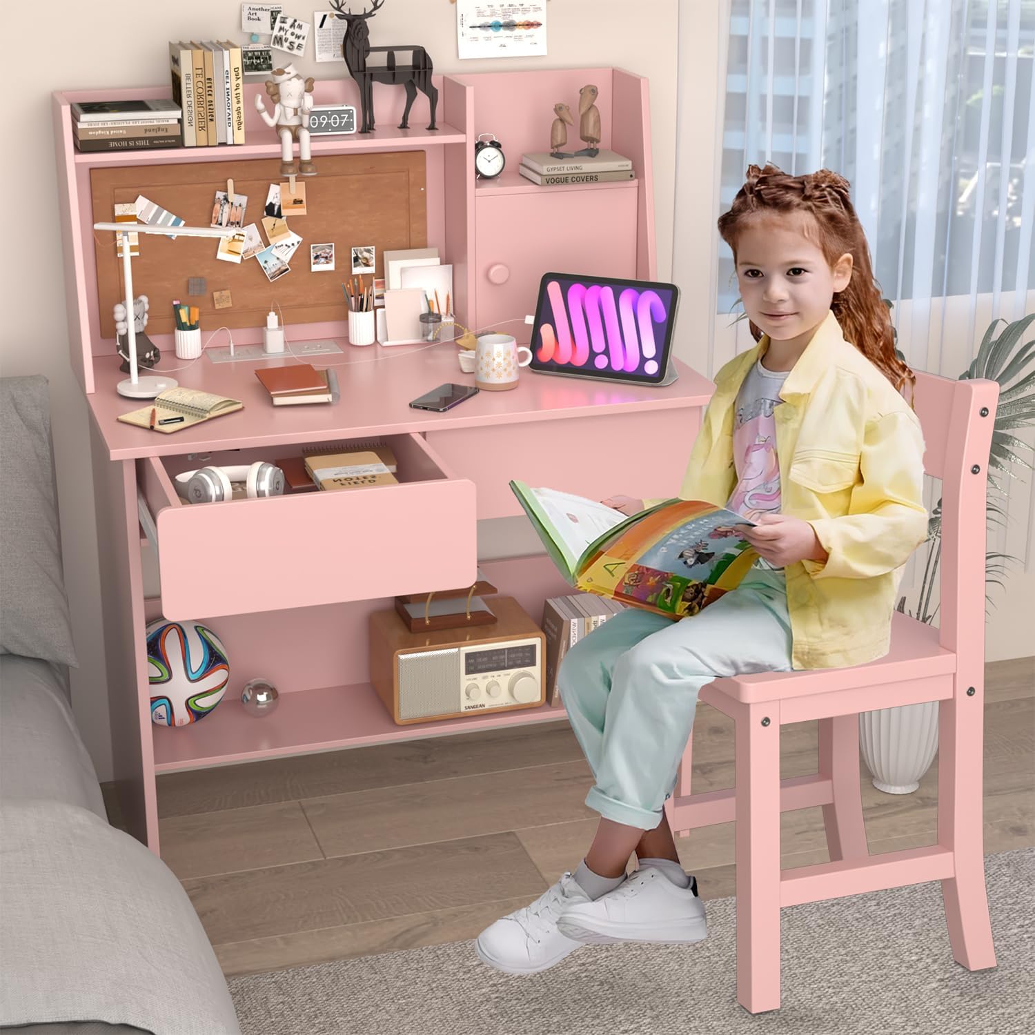 GDYN学習机チェアーセット　パステルピンクハート GDYN学習机チェアーセット パステルピンクハート GDYN学習机チェアー