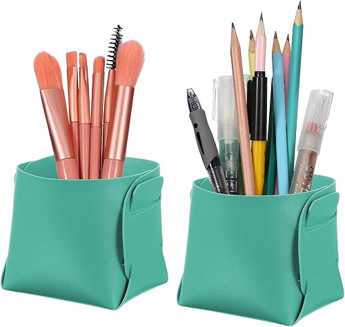 Vista 9 de PATIKIL Paquete de 2 organizadores de escritorio de cuero, soporte de lápiz de cuero, bandeja de valet de joyería, organizador de accesorios