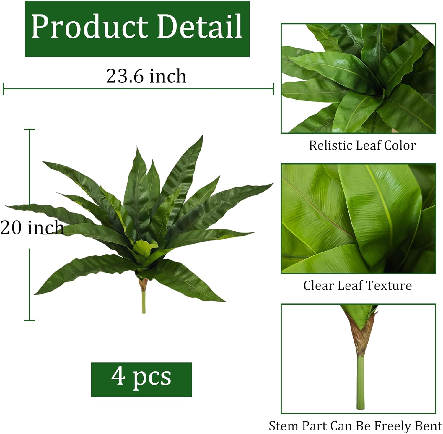 4Pcs Fake Ferns,Faux Outdoor Plants UV Resistant,3D Real Touch Fake Plants Total 60 Blades,Weatherproof Artificial Plants Outdoor Indoor for Garden Porch Home Office Living Room Decor