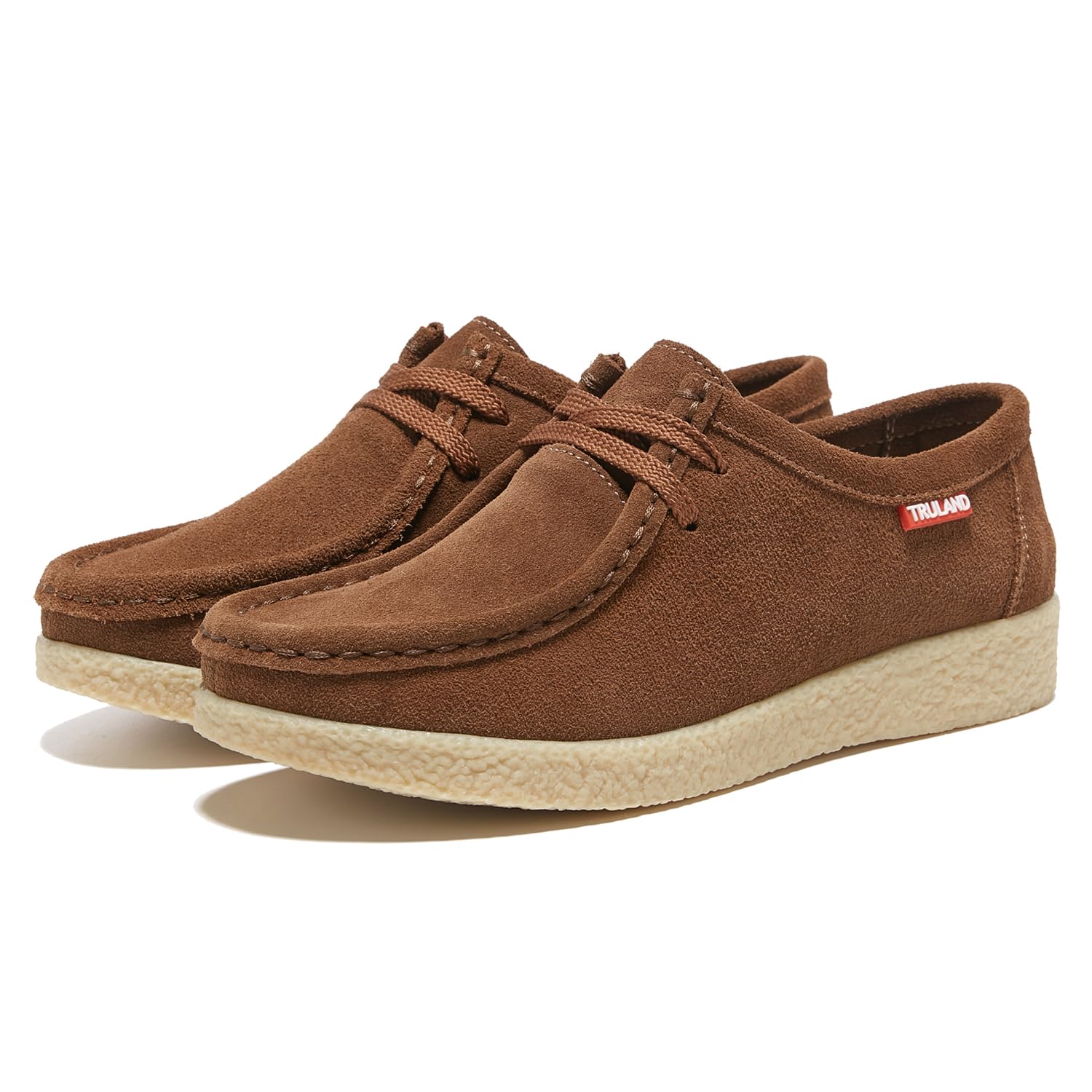 TRULAND Zapatos Mocasines Wallabees Mujer con Cordones, Piel de Ante