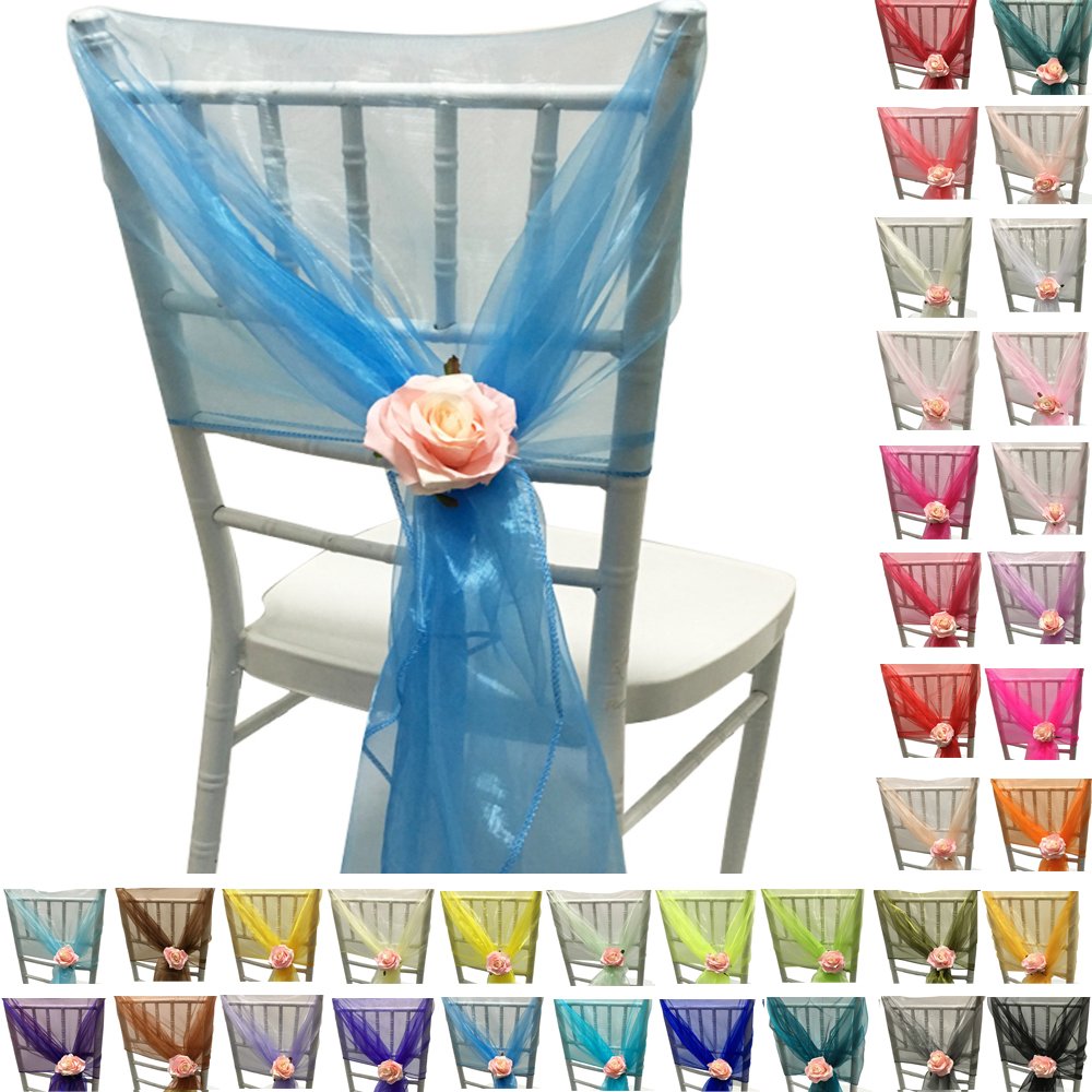 Time to Sparkle 10pcs 65cm X 275cm Organza Sash Hood Sash Chair Cover