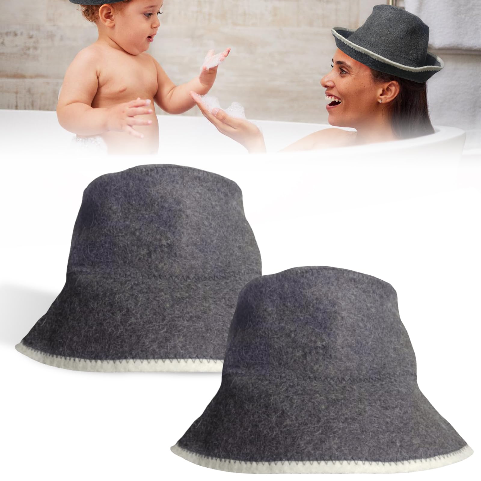 Molbory Lot de 2 chapeaux de sauna en feutre Gris