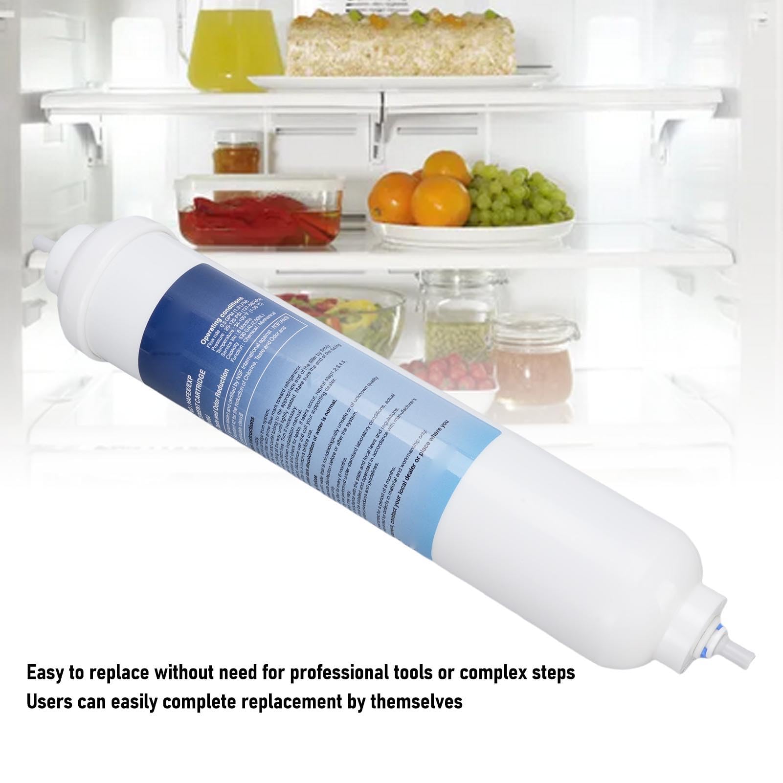 SEAFRONT Filtro de Agua para Frigorífico, Repuesto de Filtro de Agua para Refrigerador, Suministros de Cocina con 2 Accesorios para Fijación
