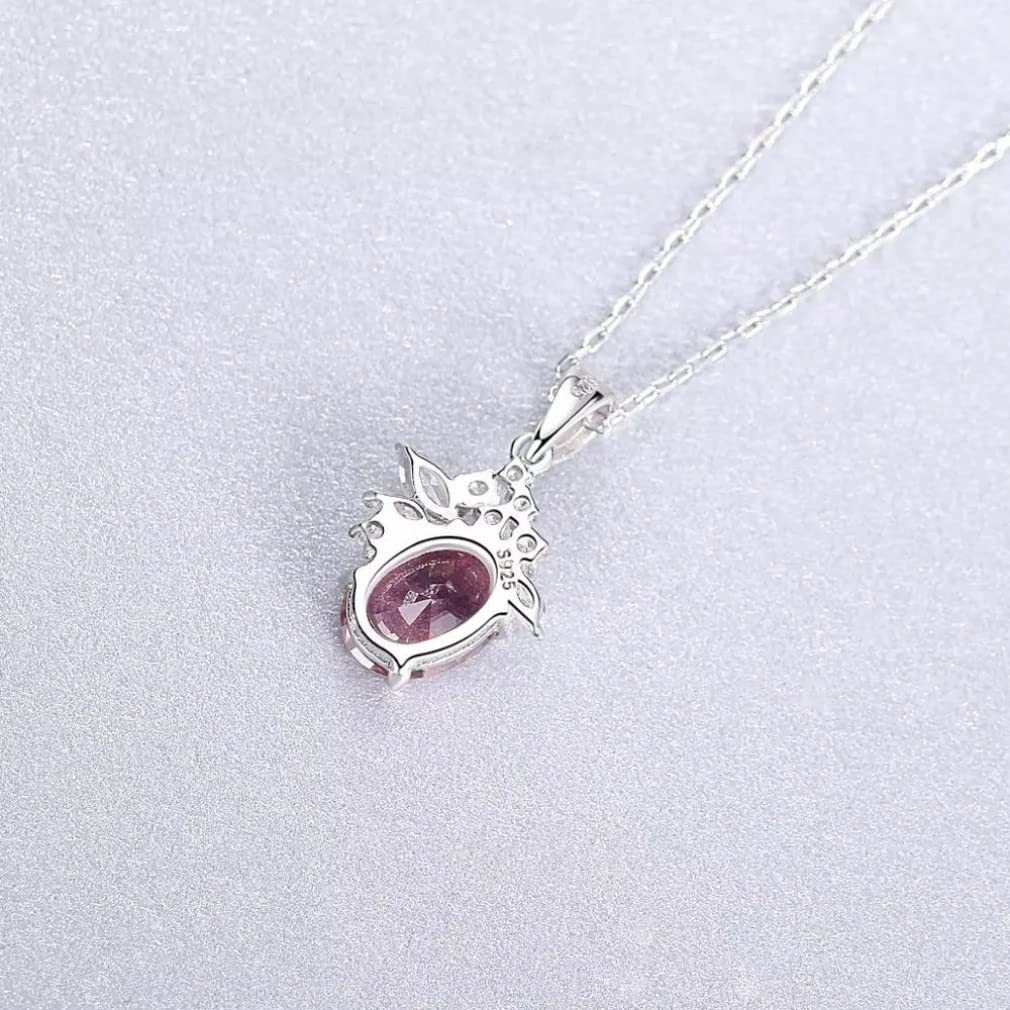 Collar de Piedras Preciosas Rosas para Mujer, Colgante de Plata de Ley 925, joyería, Accesorios de Navidad