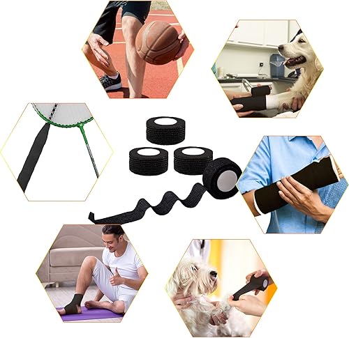 Miniatura 5 de BQTQ 40 rollos de vendaje autoadhesivo, vendaje negro de 1 pulgada, vendaje autoadhesivo para esguinces de hinchazón de muñeca y tobillo
