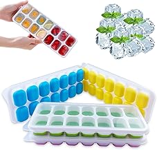 Nutabevr 4 Pezzi Stampo Cubetti Ghiaccio con Coperchio,Facili Staccare Stampi per Ghiaccio in Silicone Senza BPA,Impilabili Vaschette Ghiaccio,per Cocktail di Whisky,DIY Alimenti,Bevande Ghiacciate