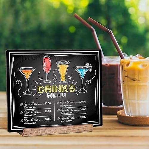 Miniatura 4 de Pizarra pequeña de pizarra de escritorio de 8.7 x 12 pulgadas con base de madera, decoración de pizarra de tiza, pizarra de mensajes, pizarra para